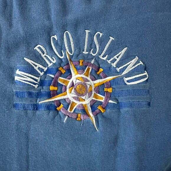 Vintage Men’s size Medium Marco Island Blue Crewneck Pullover Sweatshirt - Picture 4 of 15